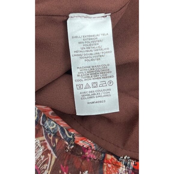 Loft Womens Floral Sheer Long Sleeve Blouse M Brown Multicolor Lightweight - Picture 4 of 5